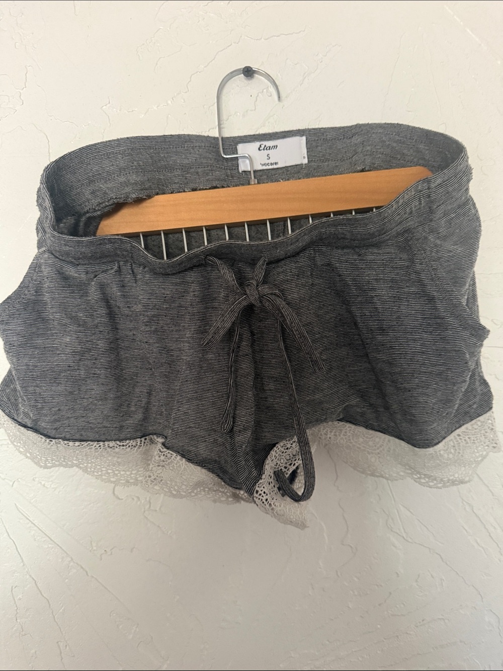 Etam Gray Lace-Trim Sleep Shorts S